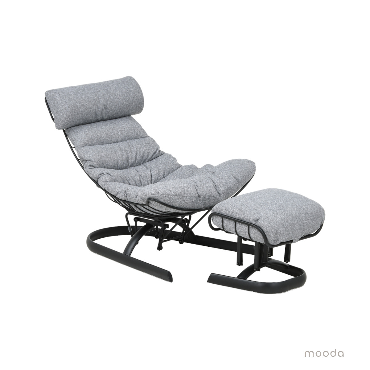 Broby-nojatuoli ja -rahi harmaa